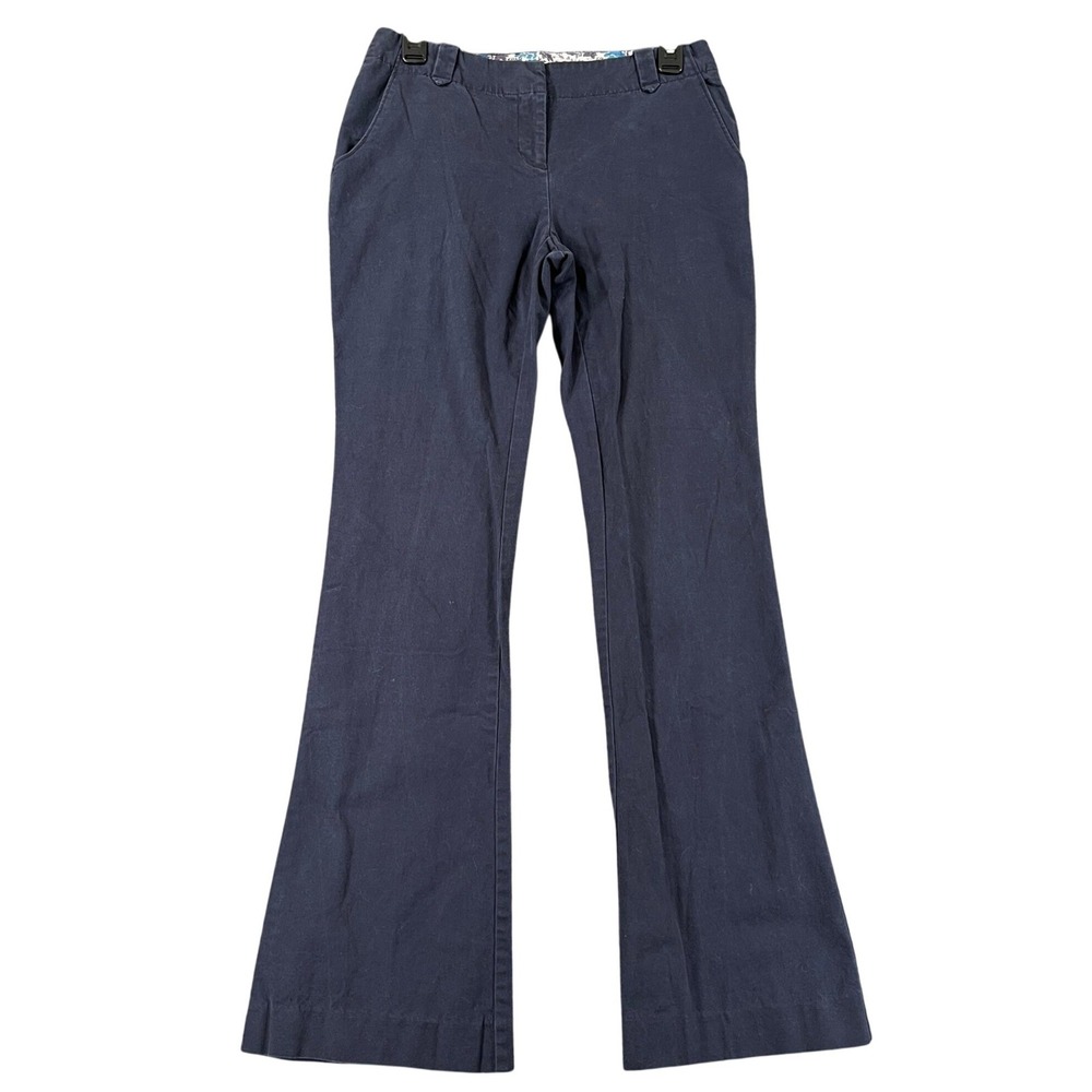 Boden Flare Leg Trousers Womens 6L Blue Stretch Cotton Casual Workwear